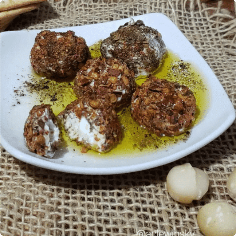 Chancliche Vegano de Macadâmia – Um queijo árabe vegetal cheio de sabor