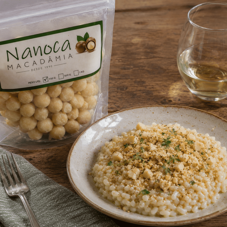 Receita de risoto com macadâmias: cremosidade e crocância no mesmo prato